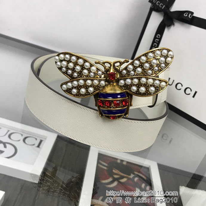 GUCCI古馳 官網新款 正品規格 原單品質 雙面進口頭層對版定制皮料 復古紅磚大蜜蜂扣 時尚百搭款皮帶  xfp1314